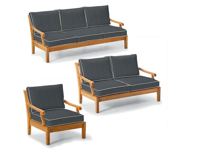 Cassara 3-pc. Sofa Set in Natural Finish