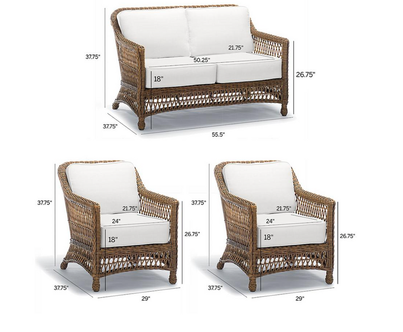 Hampton 3-pc. Loveseat Set in Driftwood Finish