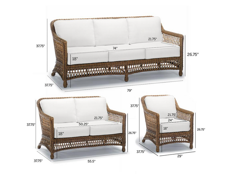 Hampton 3-pc. Sofa Set in Driftwood Finish