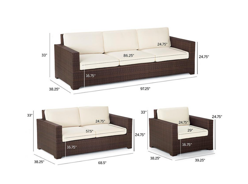 Palermo 3-pc. Sofa Set in Bronze Finish