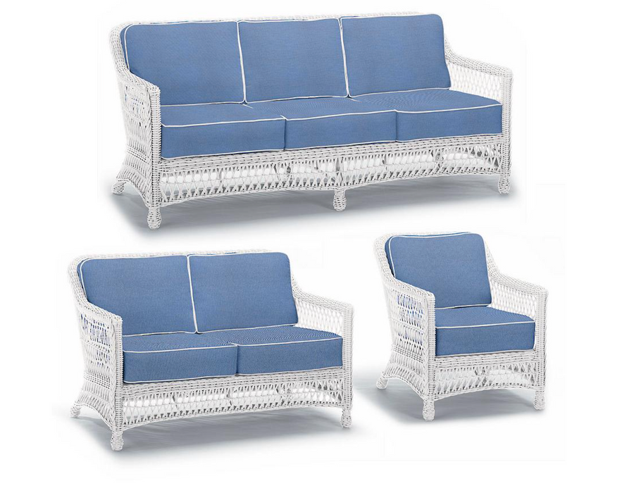 Hampton 3-pc. Sofa Set with Lounge Chair in Ivory Finish