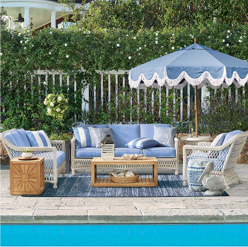 Hampton 3-pc. Sofa Set with Lounge Chair in Ivory Finish