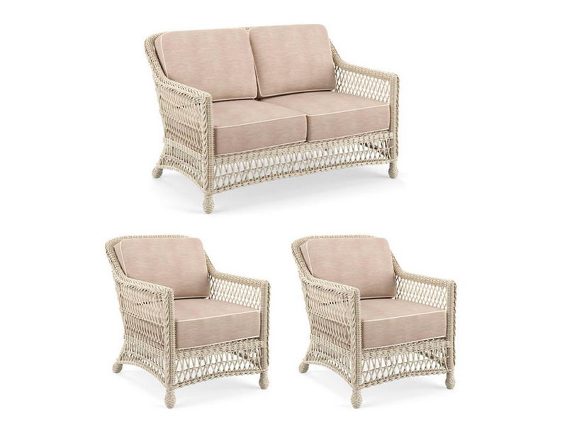 Hampton 3-pc. Loveseat Set in Ivory Finish