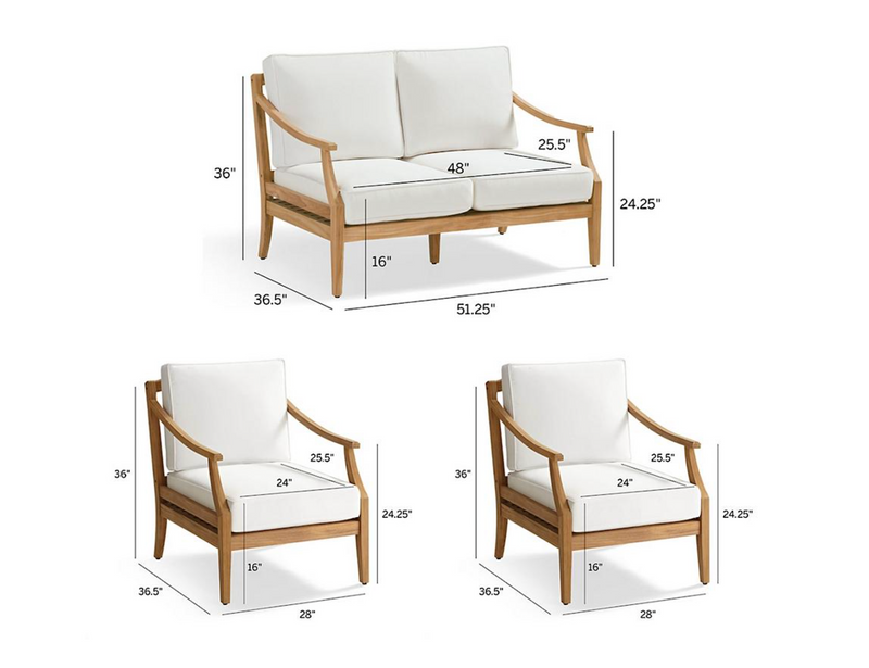 Trelon 3-pc. Teak Loveseat Set