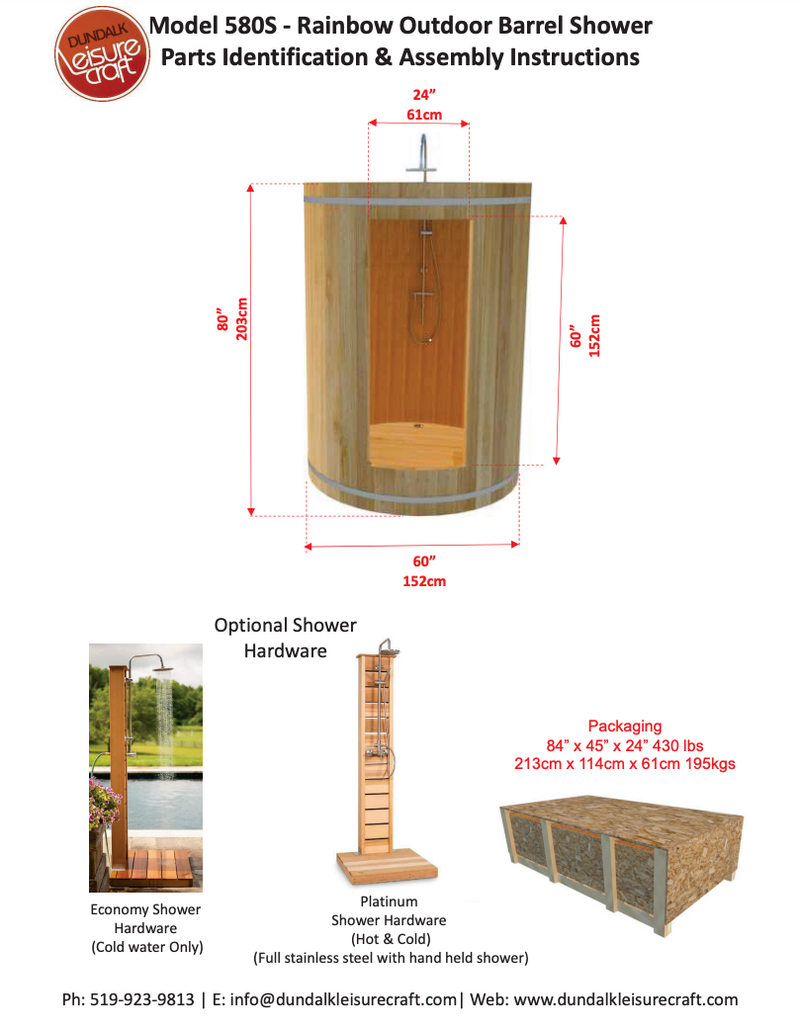 Rainbow Barrel Outdoor Shower - Clear Red Cedar