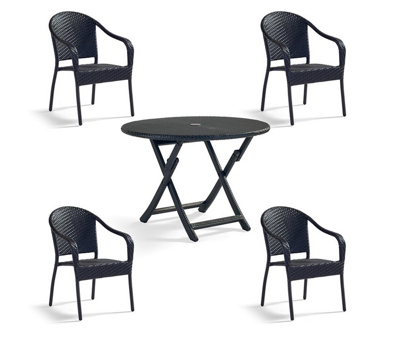 Cafe 5-pc. Curved Back Chairs and Table Set With 4 Cushions