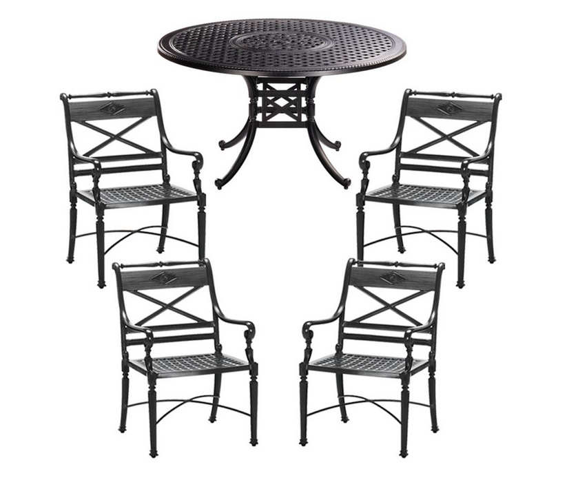 Carlisle 5-pc. Round Dining Set in Onyx Finish With 4 Cushions