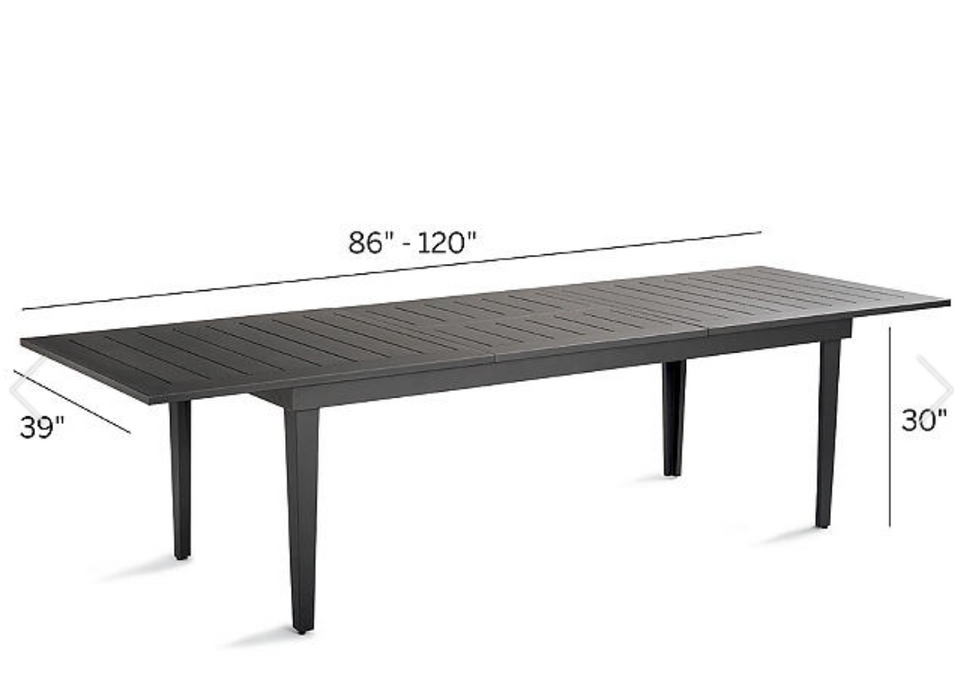 St. Kitts 7-pc. Rectangular Dining Set in Aluminum Includes Charcoal Cushions