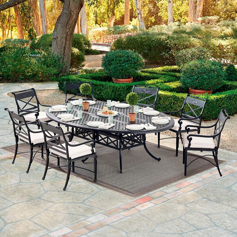 Oval Dining Set in Onyx Finish Including Cushions