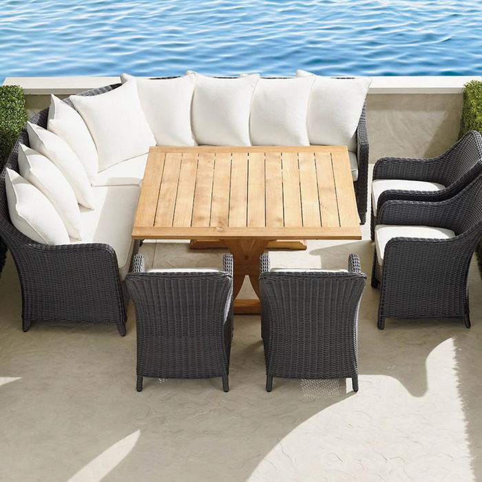 Beaumont 8-pc. Dining Set in Charcoal Finish + Cushions