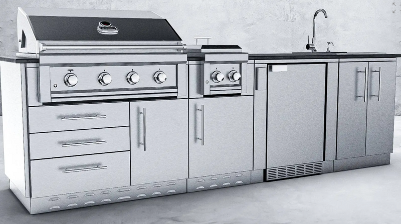 Sunstone HOUSTON 9'-8" Grill/Double Burner/Bar Sink & Fridge Island Package