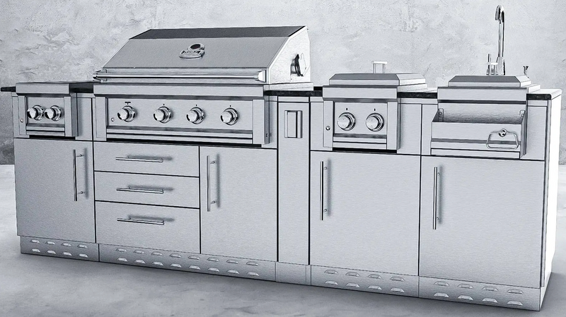 Sunstone AUSTIN 9’ Grill/Double Burner/Companion Pro & Bar Center Island Package