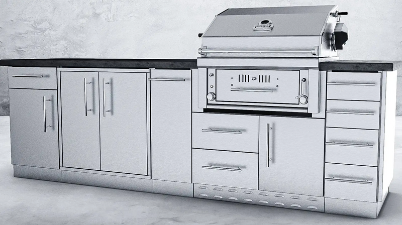 Sunstone ALAMO 9 Ft Hybrid Gas Charcoal Grill Island Package in Natural Gas - SCPALAMO