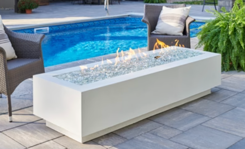 Linear Fire Pit Table 72" White Cove