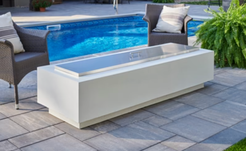 Linear Fire Pit Table 72" White Cove