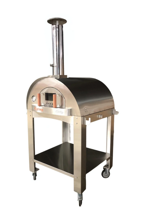Professional Wood Fired Oven, Karma 42 304 Stainless Steel on Cart