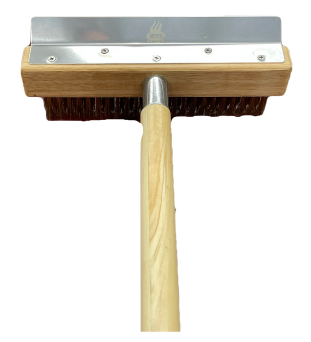 Pizza Oven Brush With Scraper and Wooden Handle, 164-WKBA-36W