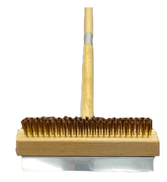 Pizza Oven Brush With Scraper and Wooden Handle, 164-WKBA-36W