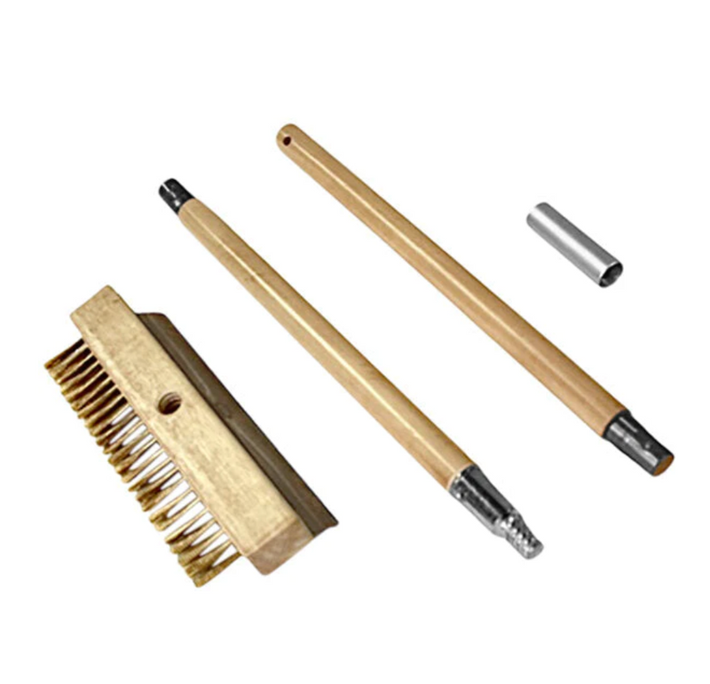 Pizza Oven Brush With Scraper and Wooden Handle, 164-WKBA-36W