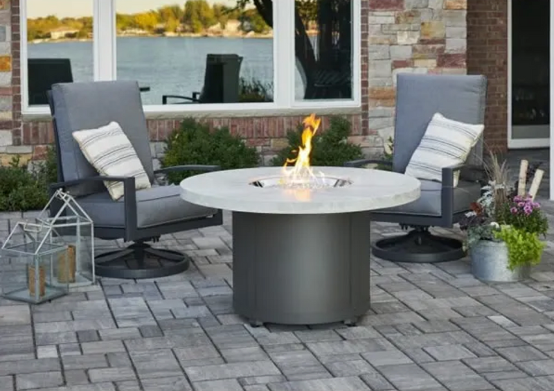Fire Pit Table White Onyx Chat High plus weather cover