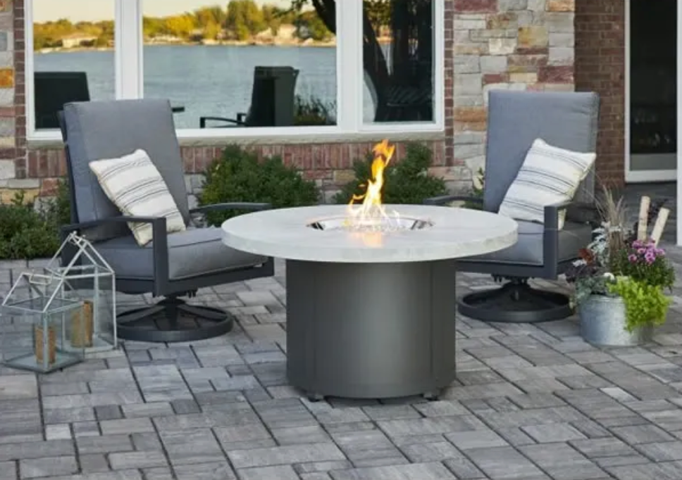 Fire Pit Table White Onyx Chat High