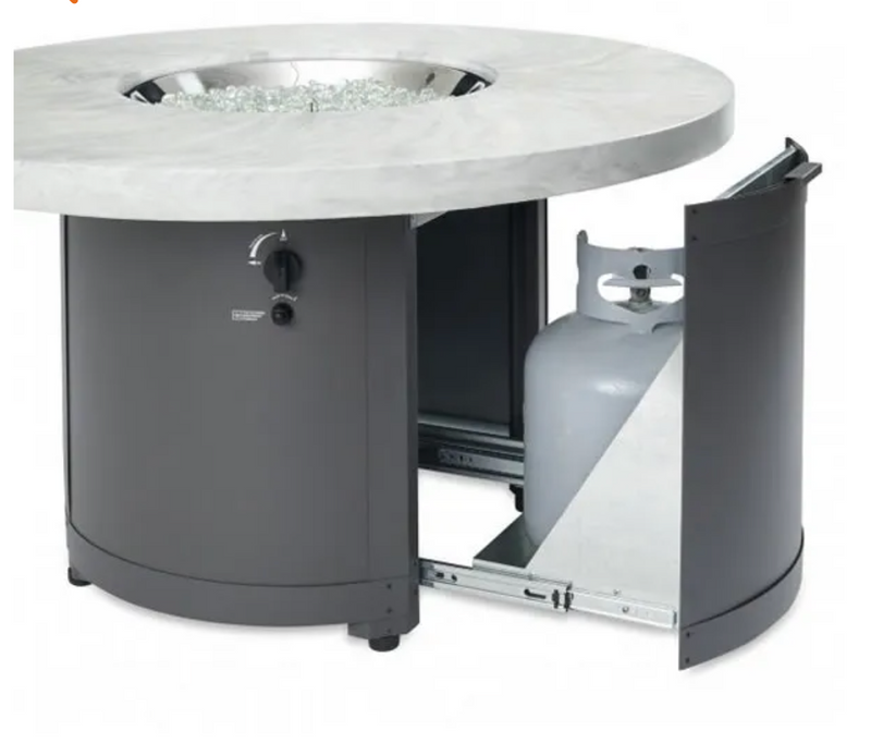 Fire Pit Table White Onyx Chat High plus weather cover