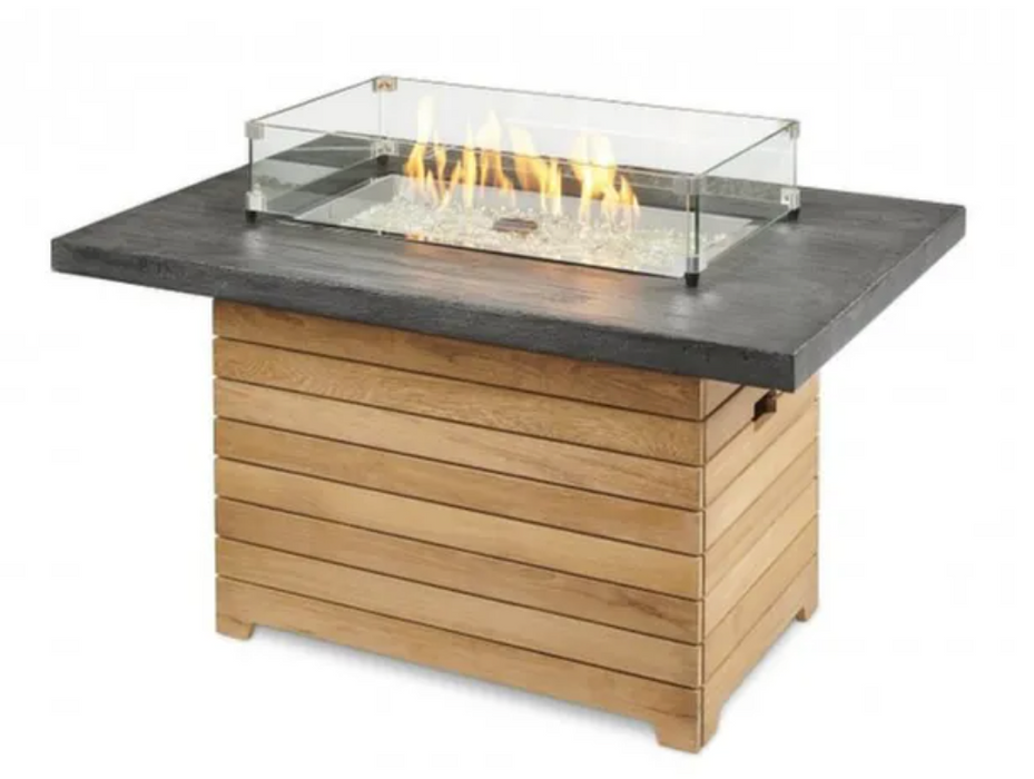 Fire Table Darien with Stone Grey Everblend Top Rectangular