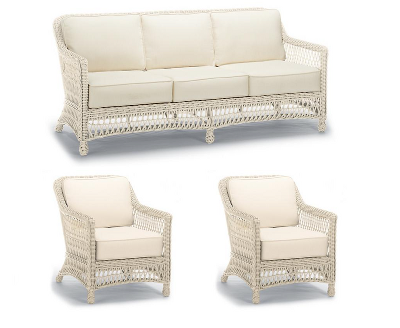 Hampton 3-pc. Sofa Set Chairs in Ivory Finish