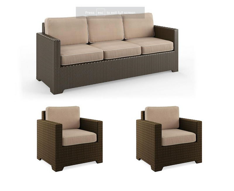 Small Palermo 3-pc. Sofa Set in Bronze Finish