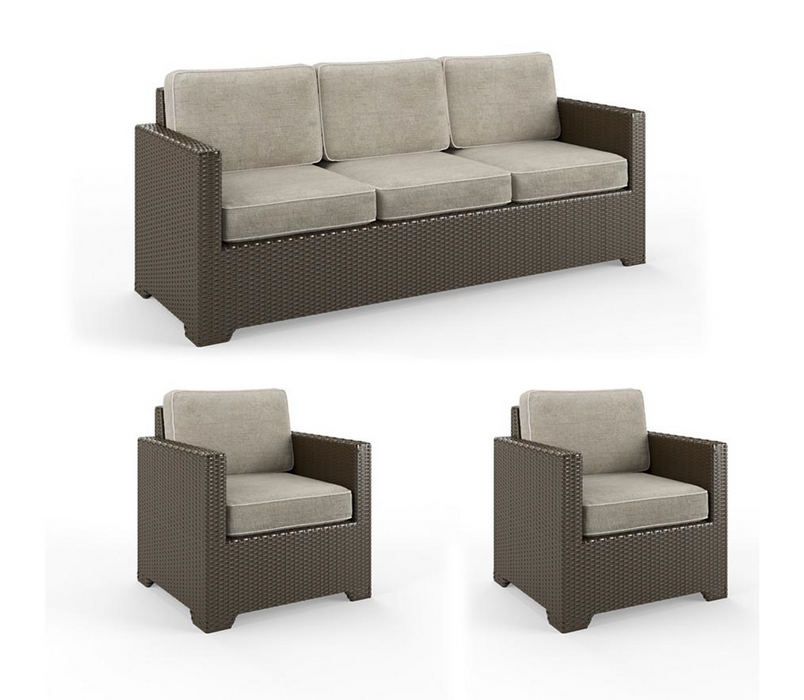 Small Palermo 3-pc. Sofa Set in Bronze Finish