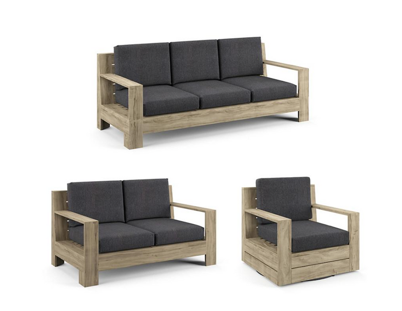St. Kitts 3-pc. Sofa Set in Weathered Teak