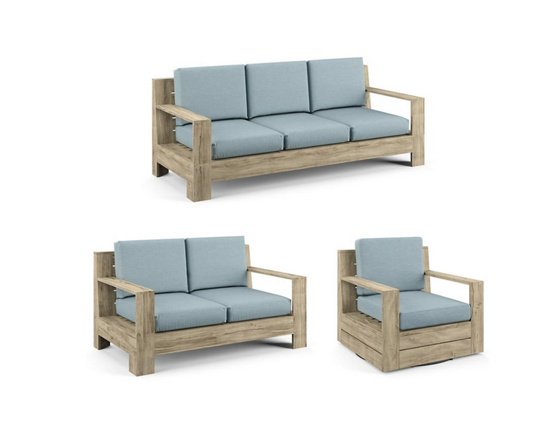 St. Kitts 3-pc. Sofa Set in Weathered Teak