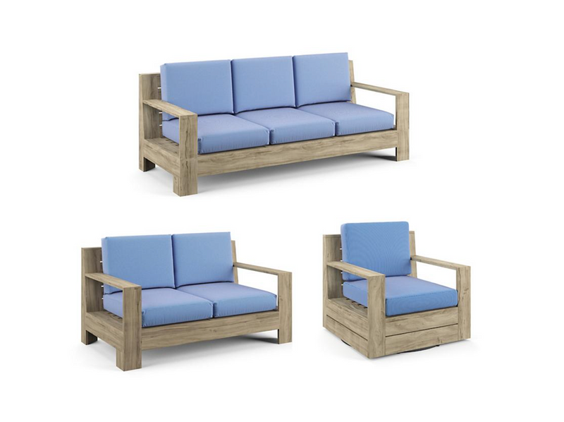 St. Kitts 3-pc. Sofa Set in Weathered Teak