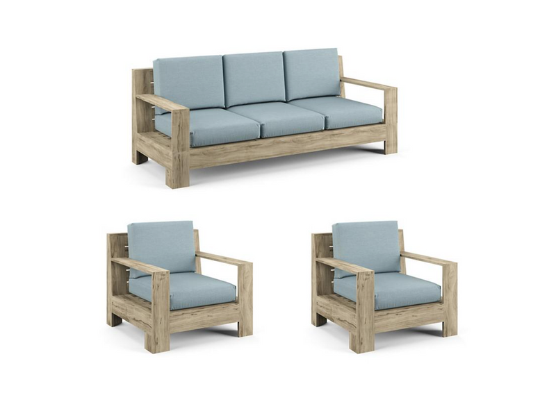 St. Kitts 3-pc. Sofa Set in Weathered Teak