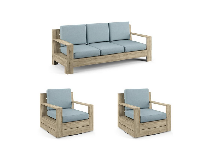 St. Kitts 3-pc. Sofa Set in Weathered Teak