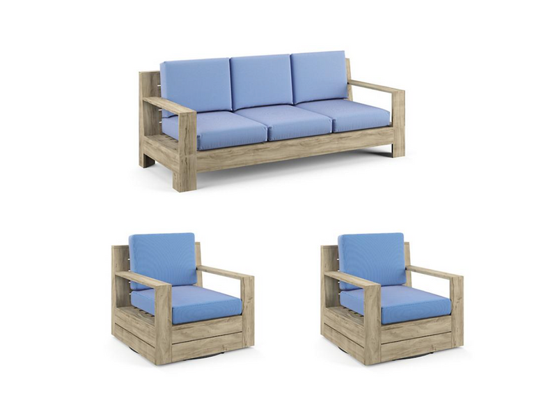St. Kitts 3-pc. Sofa Set in Weathered Teak