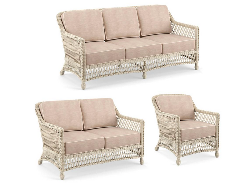 Hampton 3-pc. Sofa Set Chairs in Ivory Finish