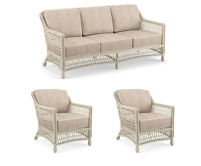 Hampton 3-pc. Sofa Set Chairs in Ivory Finish