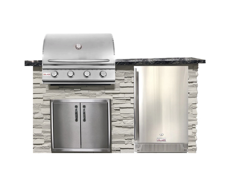 Tru Innovative 6' Kitchen Island - Blaze Grill - Black Top/White Wall Complete Kitchen