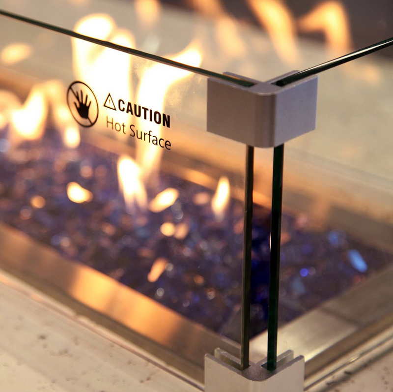 Grand Canyon Rectangular Glass Wind Guard for Olympus Concrete Fire Pit