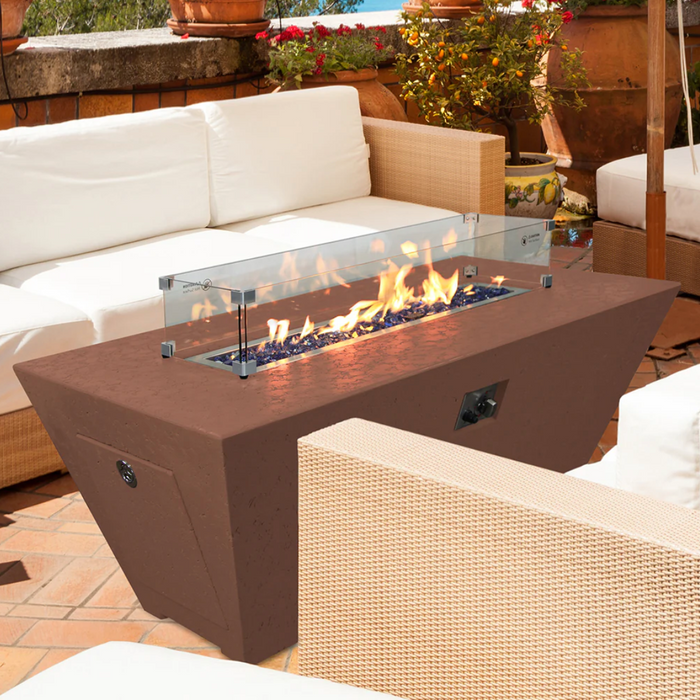 Olympus Linear Fire Pit Table - Rust