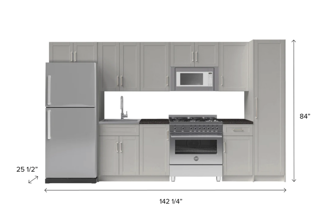 Home Kitchen 13 Piece Cabinet Set with Granite Countertops and Sink