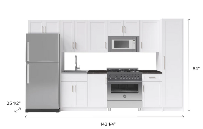 Home Kitchen 13 Piece Cabinet Set with Granite Countertops and Sink