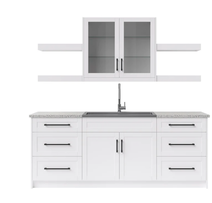 Home Wet Bar 10 Piece Cabinet Set with Drawers, Shelves, 36 in. Sink and Faucet - 24 Inch