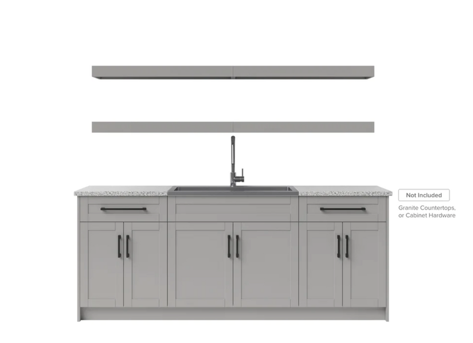 Home Wet Bar 9 Piece Cabinet Set with Top Shelves, 36 in. Sink and Faucet - 24 Inch