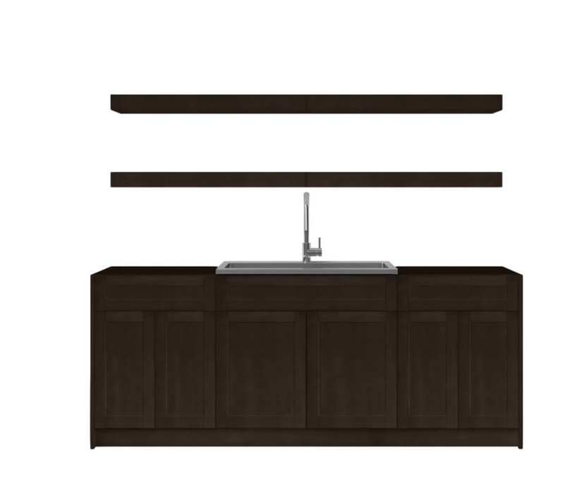 Home Wet Bar 9 Piece Cabinet Set with Top Shelves, 36 in. Sink and Faucet - 24 Inch