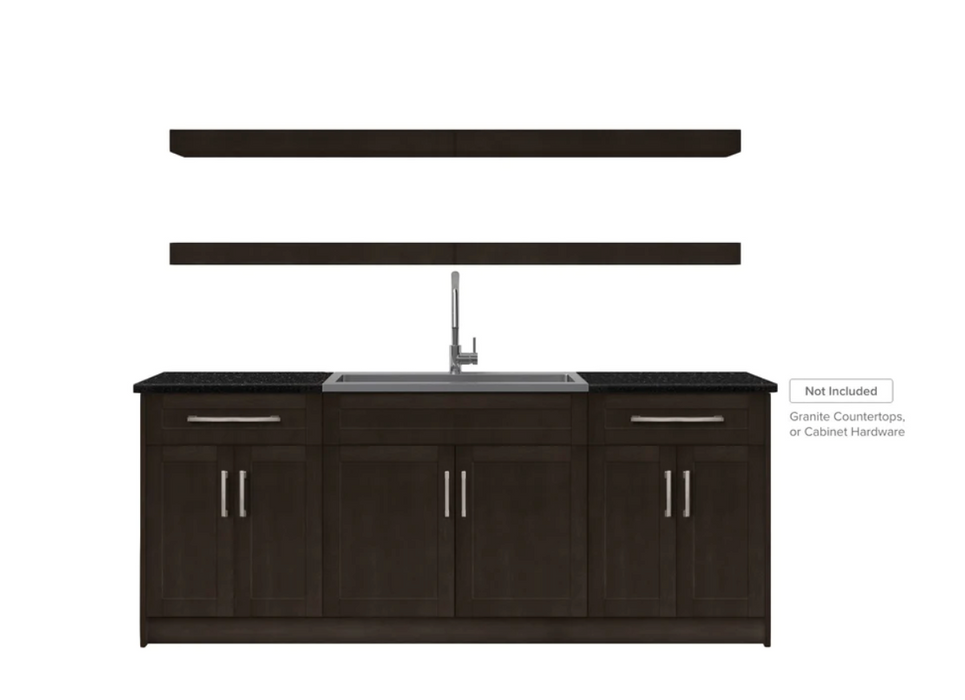 Home Wet Bar 9 Piece Cabinet Set with Top Shelves, 36 in. Sink and Faucet - 24 Inch