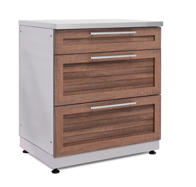 Outdoor Kitchen Stainless Steel Grove 3-Drawer Cabinet