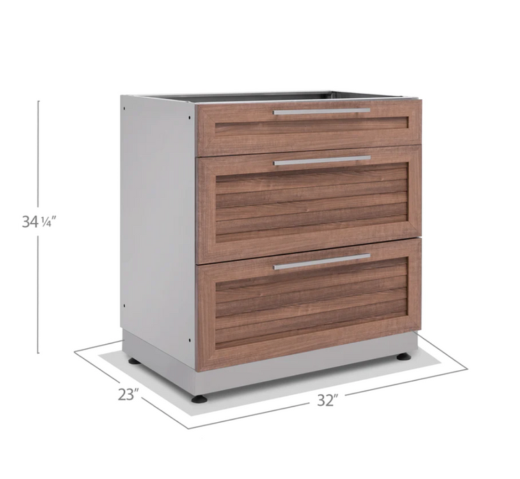 Outdoor Kitchen Stainless Steel Grove 3-Drawer Cabinet