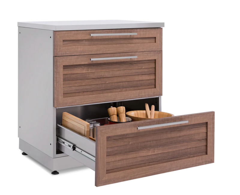 Outdoor Kitchen Stainless Steel Grove 3-Drawer Cabinet